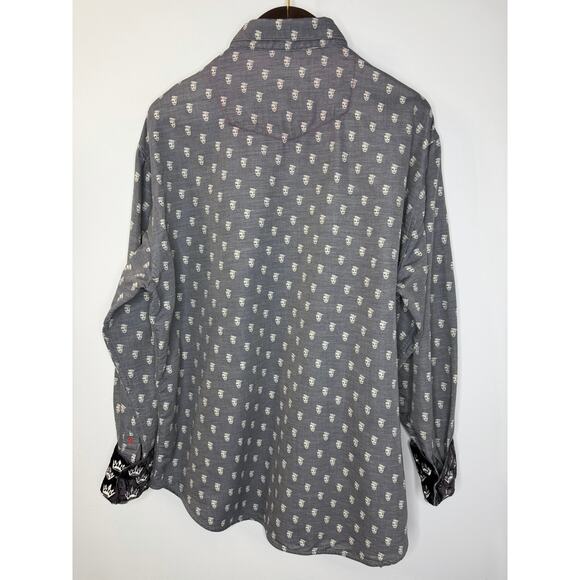 Robert Graham Skull & Crown Print Skull Buttons Limited Edition Shirt Men's 2XL - Picture 14 of 14